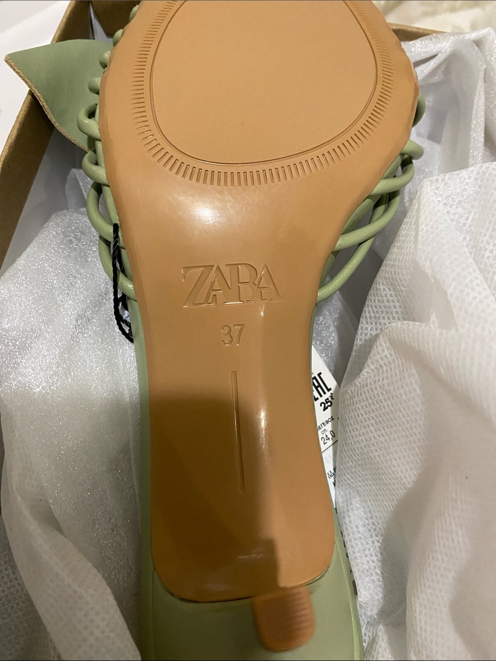 ZARA Light Sage Green Knotted Strappy Slide - Picture 2 of 5